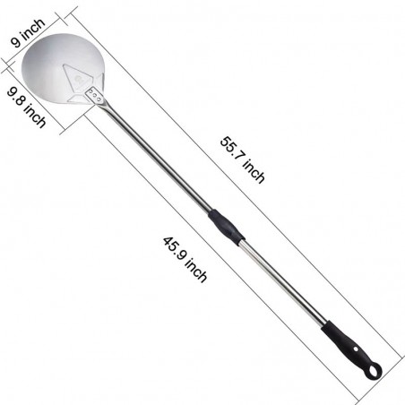 9 inches Stainless Steel Turning Pizza Peel - Long Handle