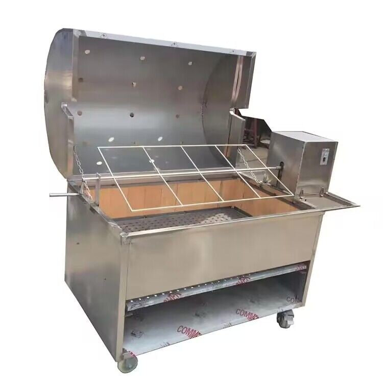 XL Stainless Steel Hooded Spit Roaster Charcoal BBQ Grill