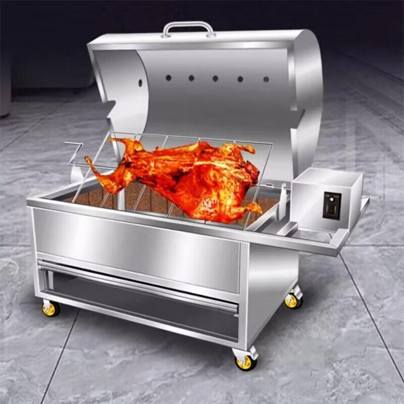 XL Stainless Steel Hooded Spit Roaster Charcoal BBQ Grill