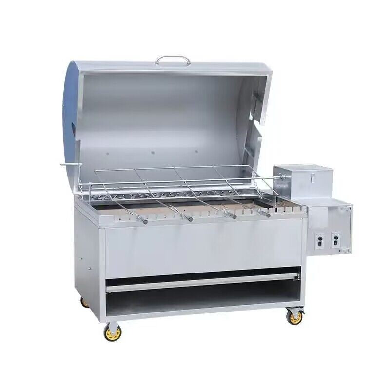 XL Stainless Steel Multi-function Hooded Spit Roaster Charcoal BBQ Grill