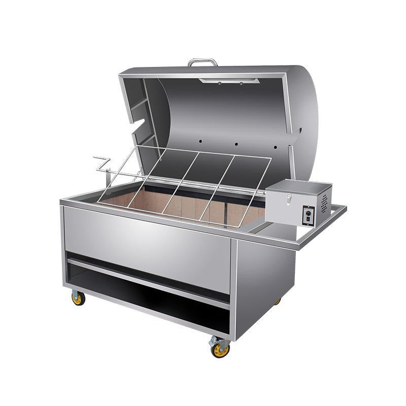 XL Stainless Steel Multi-function Hooded Spit Roaster Charcoal BBQ Grill