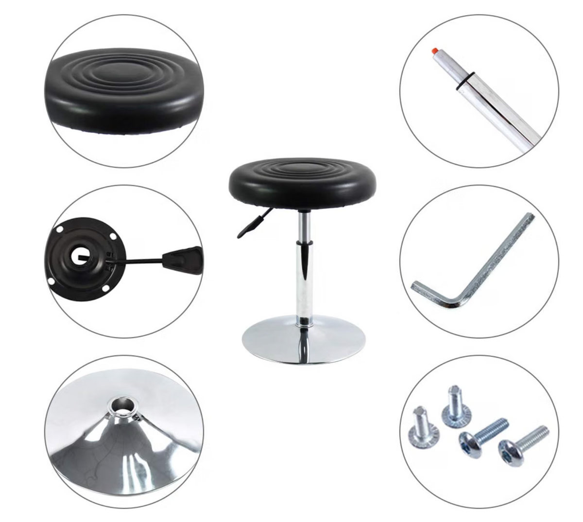360° Swivel Adjustable Stool with PU Leather Seat