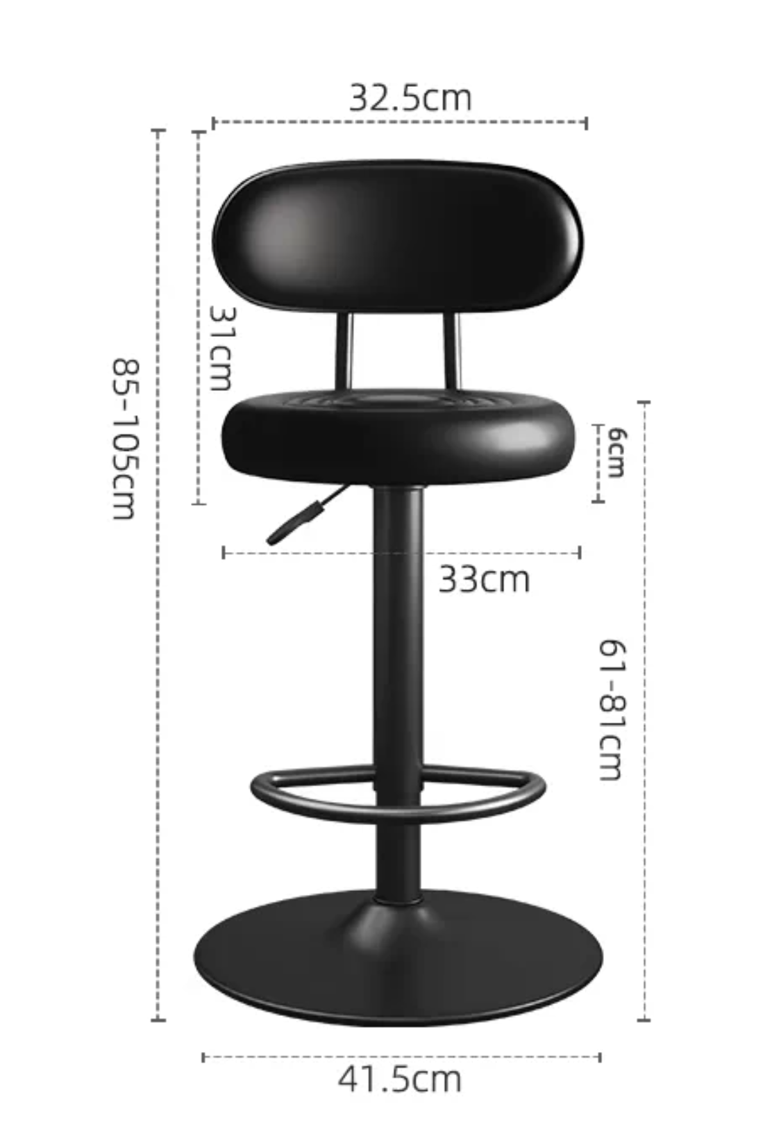 Bar stool 360˚ Swivel & Adjustable Height