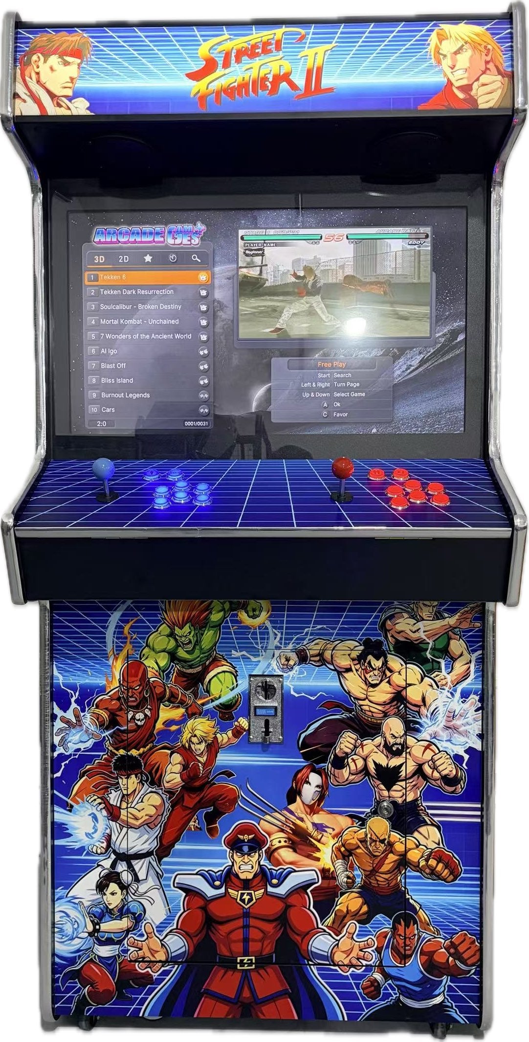 32″ LCD 2 Player Slim Upright Arcade Machine - SFII (Pre-Order)